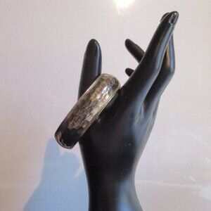 Vintage, Copper Clip on Bangle Bracelet, Multi faceted, Hammered, Hexagon